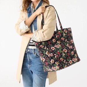 Vera Bradley Hidden Hearts Quilted Black Floral Grand Tote Travel Bag NWT